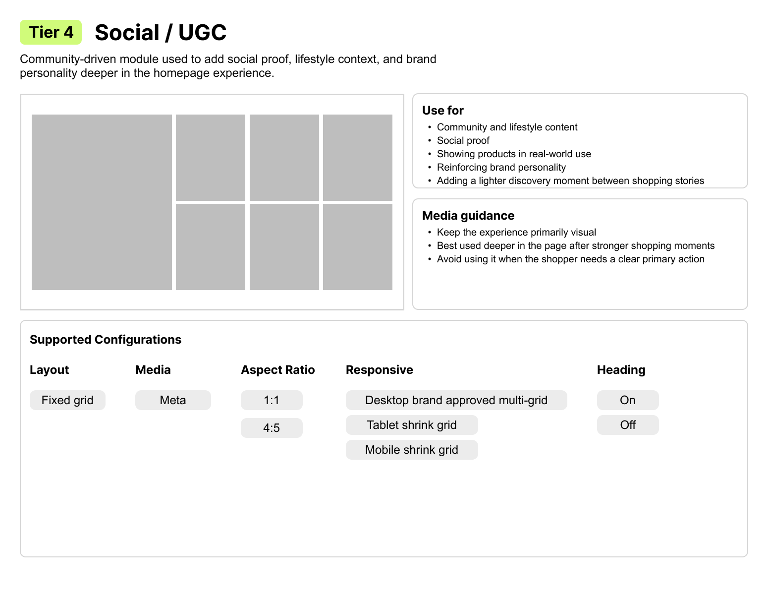 Tier 4 social and user-generated content module usage and configuration guidance
