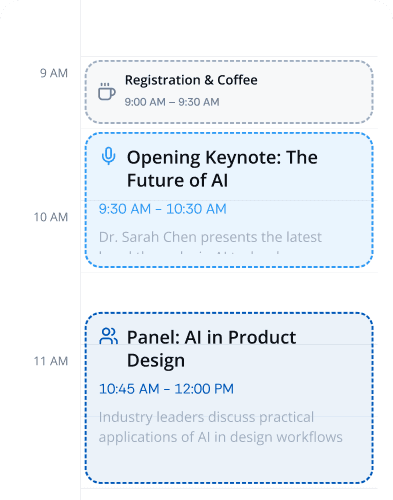 Linkberry calendar combining an event agenda with a personal plan